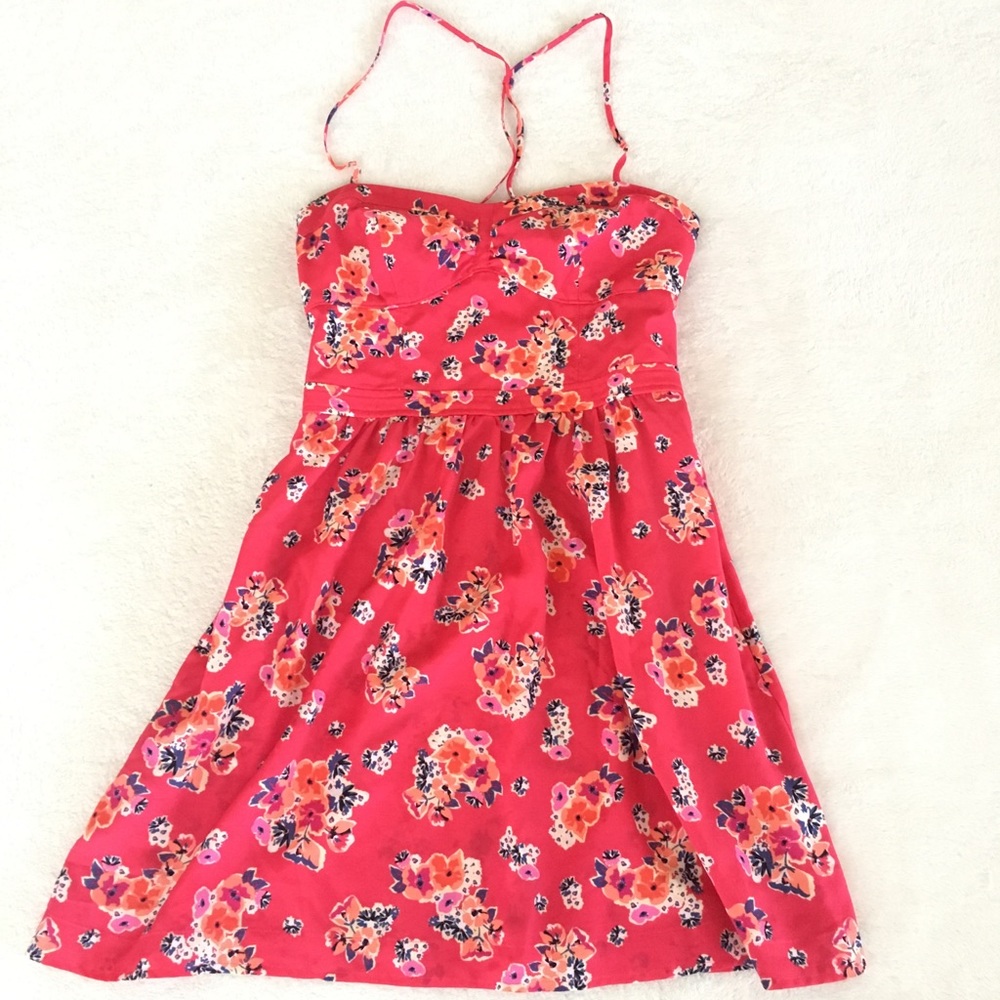 Red floral sun dress